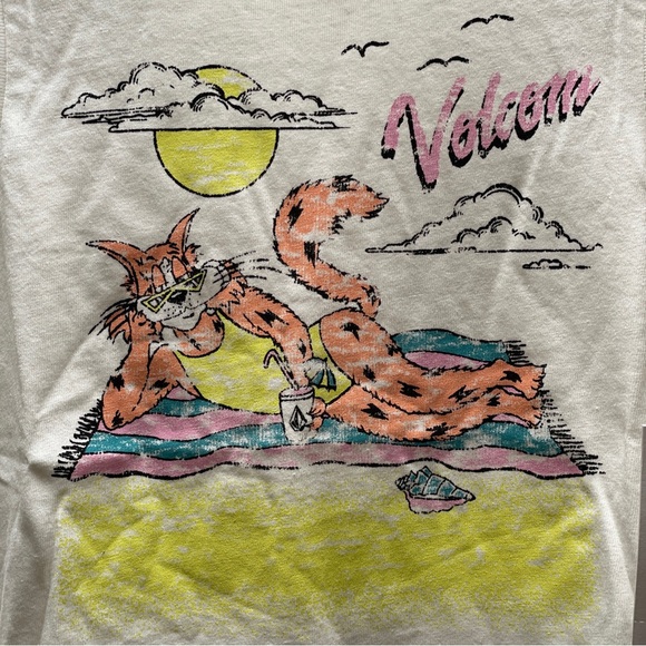 Volcom Girls Flexin Muscle Tank Style R4512200 size XS (5/6) cream color - Picture 2 of 7